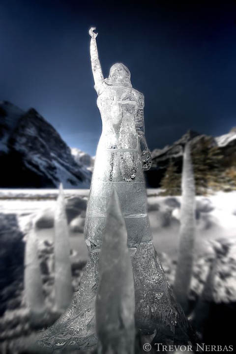 ice sculpture lake louise alberta canada winter